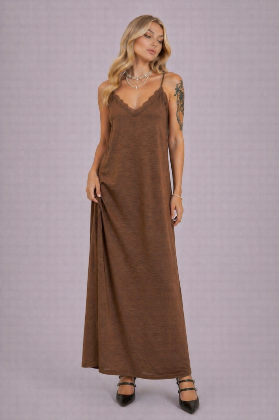 Lingerie dress καφε