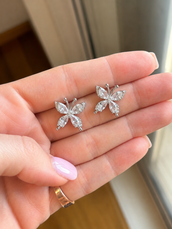 Σκουλαρίκια butterfly silver 