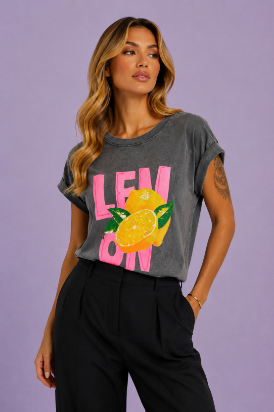 T-shirt lemon ανθρακι