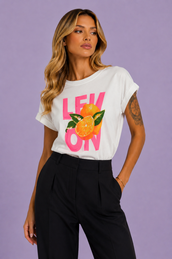 T-shirt lemon λευκο
