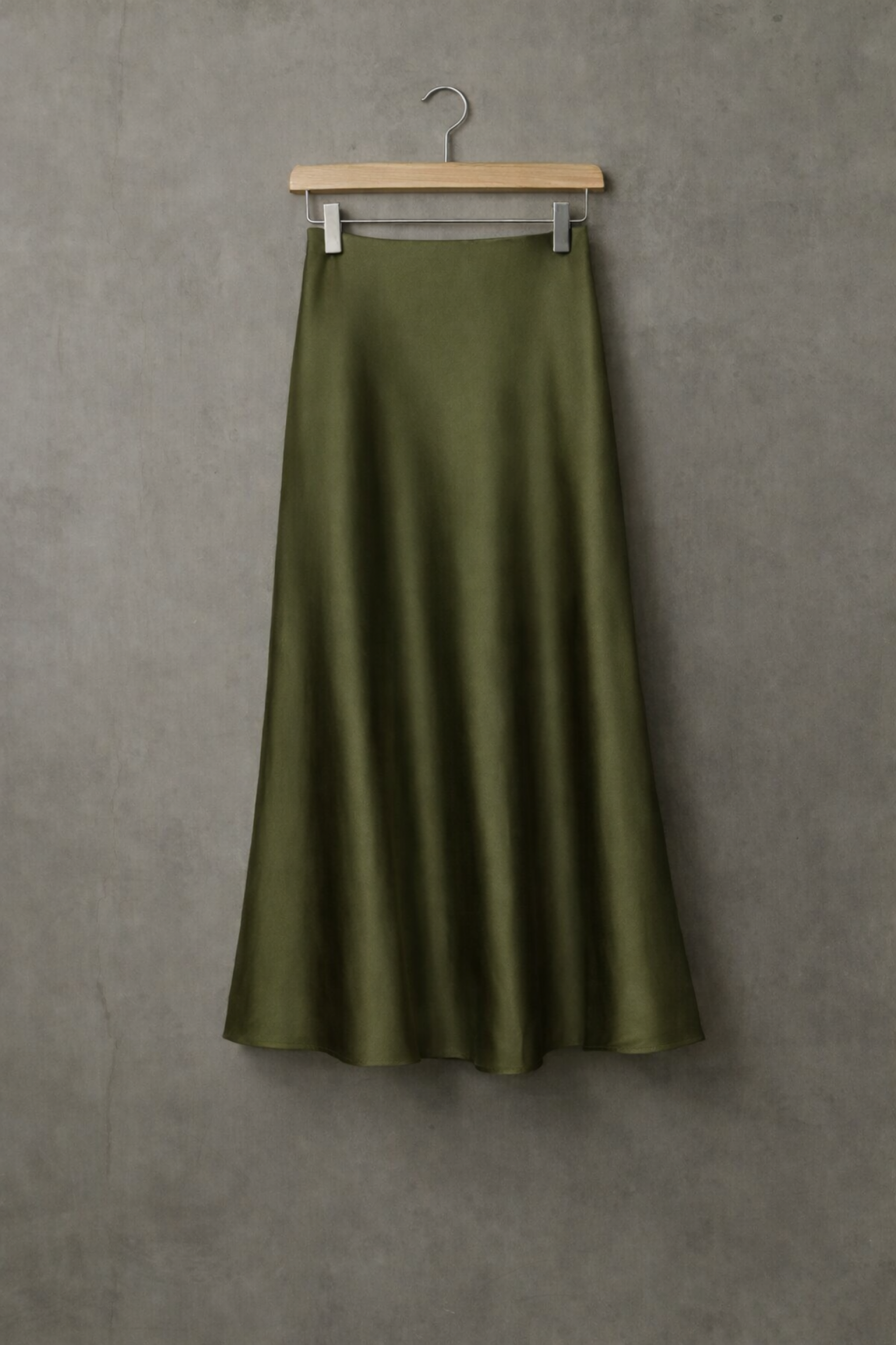 Satin skirt love λαδί