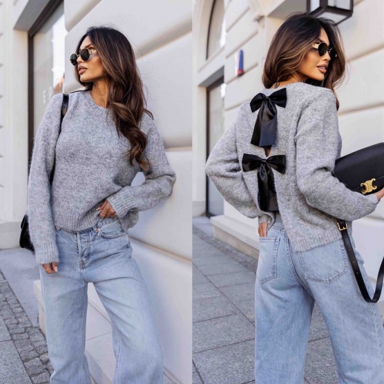 Πλεκτό bow γκρι