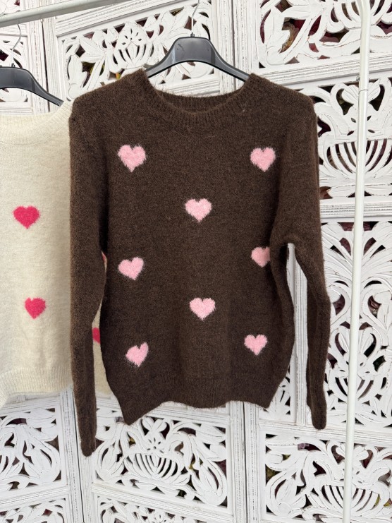 Πλεκτό heart καφέ 