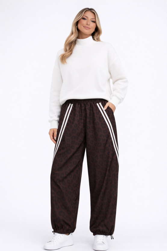 Παντελόνι Leo stripe καφέ 