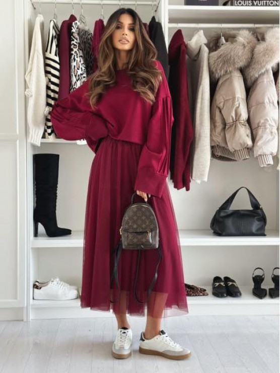 Φούστα PARIS burgundy 