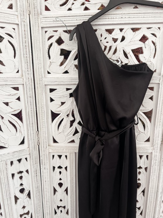 One shoulder dress Μαυρο