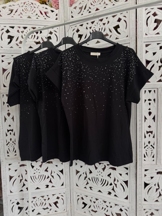 T-shirt sparkle μαύρο